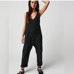 Free People Black High Roller Jumpsuit